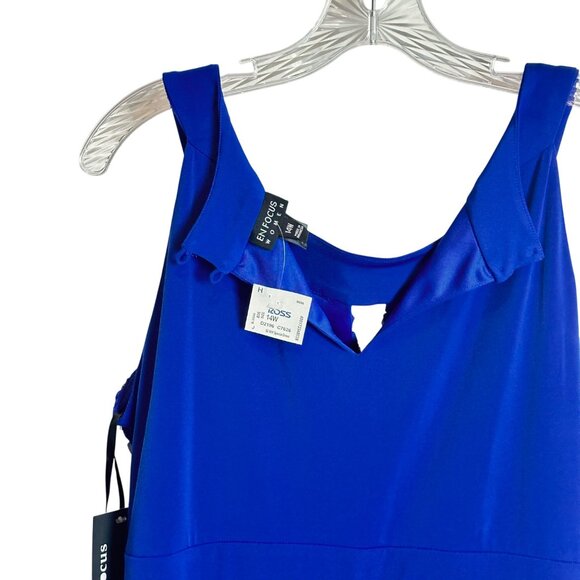 En Focus 14W Elegant Royal Blue Evening Gown Sequin Embellished Bodice Keyhole - Picture 8 of 14